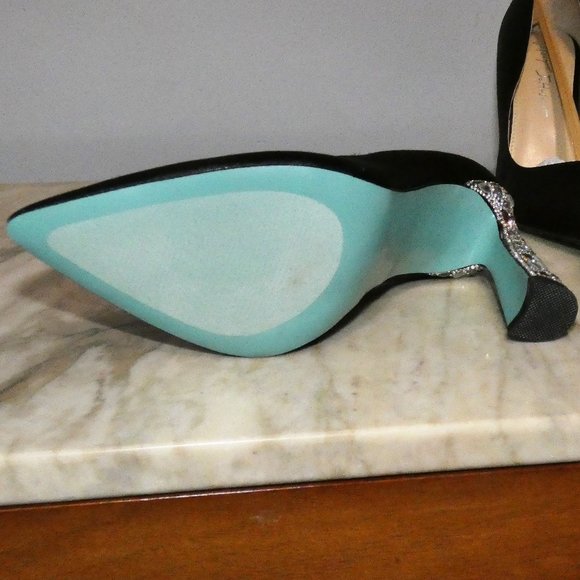 Will Sell!! Betsey Johnson Women's Corie Pump, Black Satin Block Heel, 8  M - Picture 10 of 11